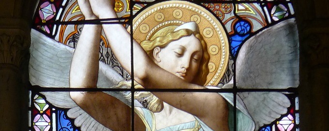 St. Raphael the Archangel stained glass - Église Notre-Dame-de-Compassion - Paris, France