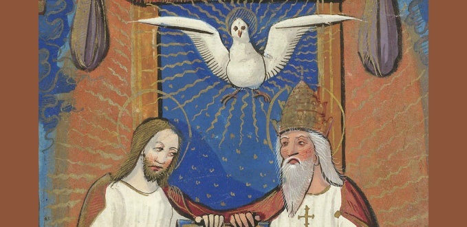 Detail of a miniature of the Trinity - Book of Hours – British Library Sloane Collection – London, England