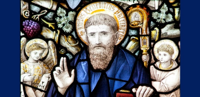 St. Benedict stained glass - Downside Abbey, Somerset, England